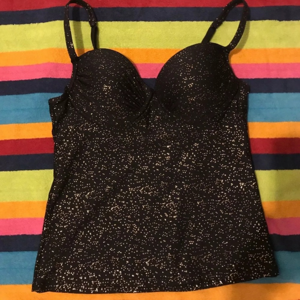 Sparkle Gold Bra Top Blouse XS Sexy Party Club